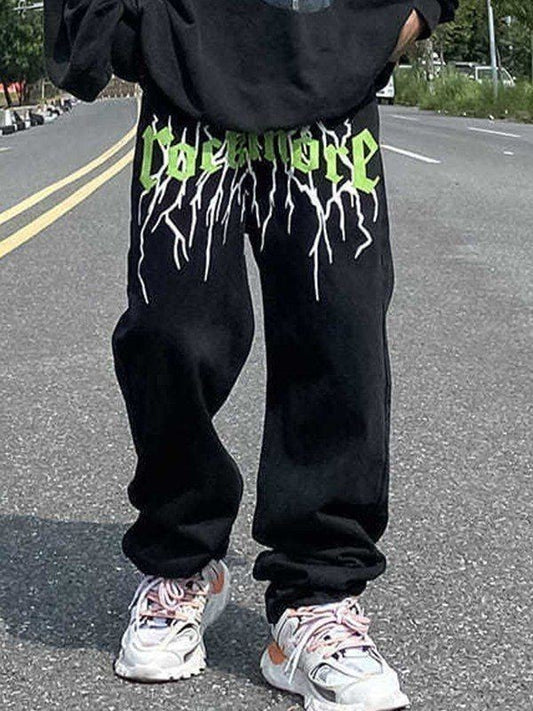 Rockmore With Thunder Bolt Printed Baggy Relaxed Fit Track Pant