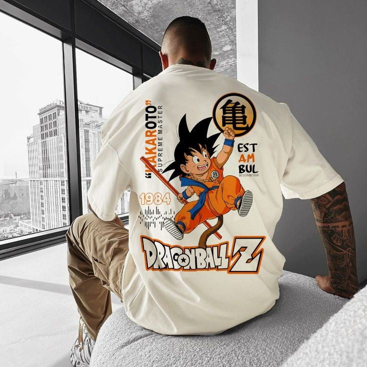 Dragon Ball Z Goku Printed Oversized Casual T-shirt For Mens