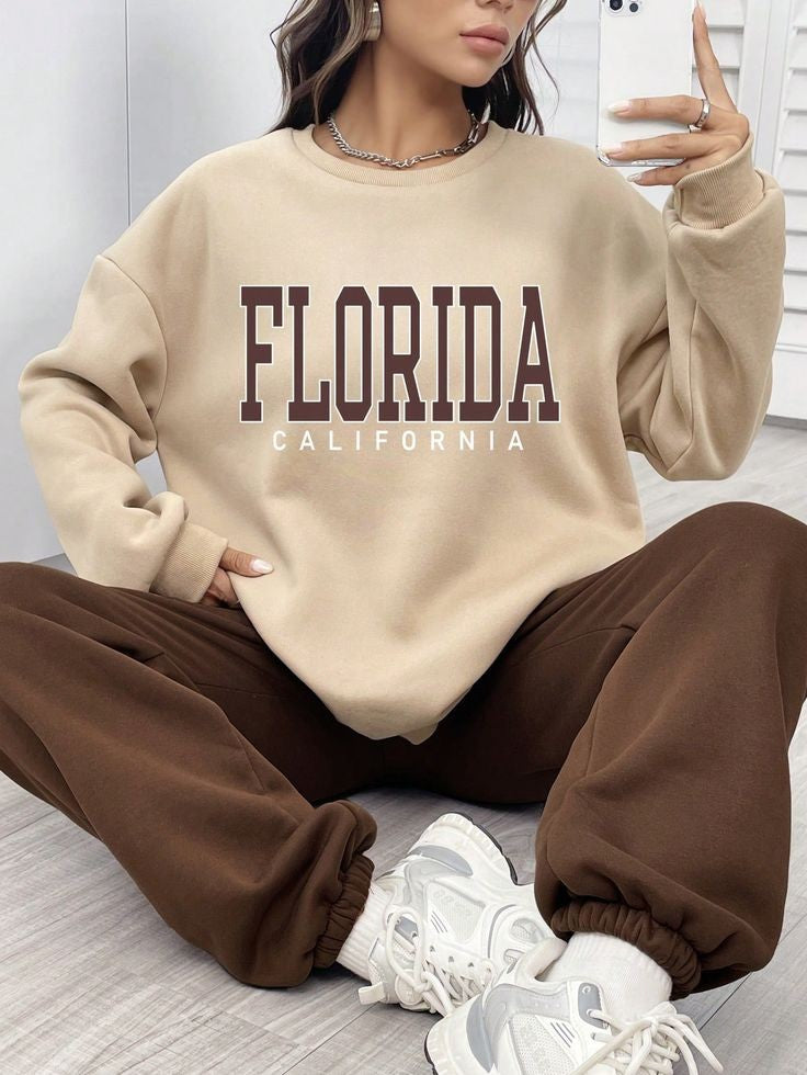 Florida California Printed oversized Sweat Tracksuit For Women