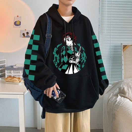 Demon Slayer Tanjiro Anime Printed Cosplay Y2K Streetwear Hoodie