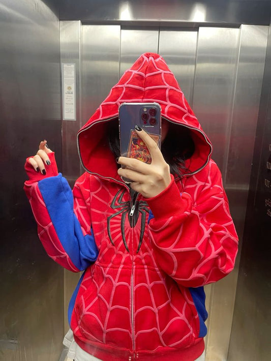 Spiderman Zip Up Oversized Hoodie 