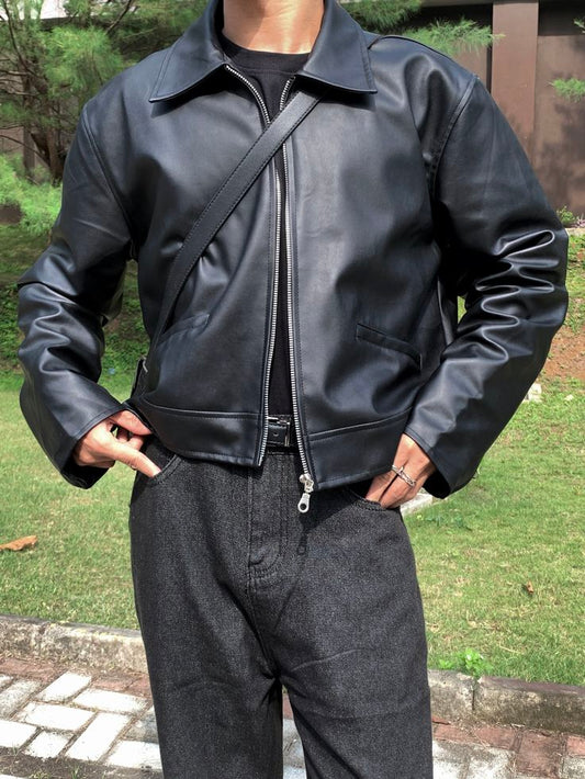 "Effortless Streetwear: The Ultimate Black Leather Jacket for Men"