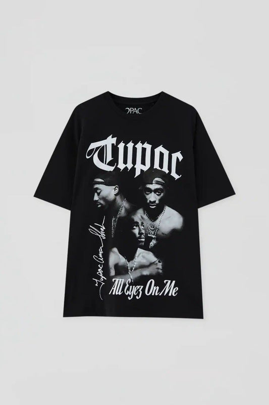 2pac Printed Oversize Drop Shoulder Hip Hop Fashion Streetwear Half Sleeves Tshirt For Mens
