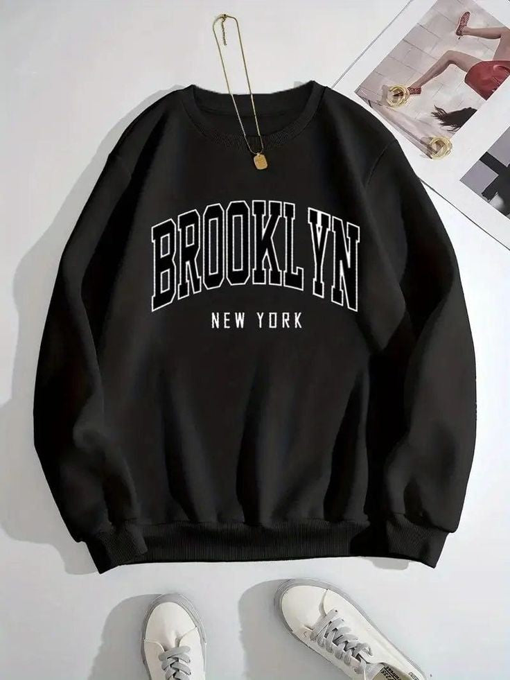 Brooklyn New York Printed Unisex Cool Aesthetic Oversized Casual Sweatshirt