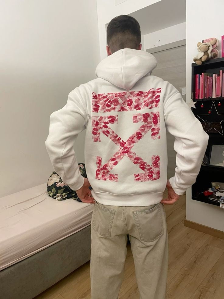 Lips Stick Off-white Print Deisgn Oversized Fashion Pullover Hoodie