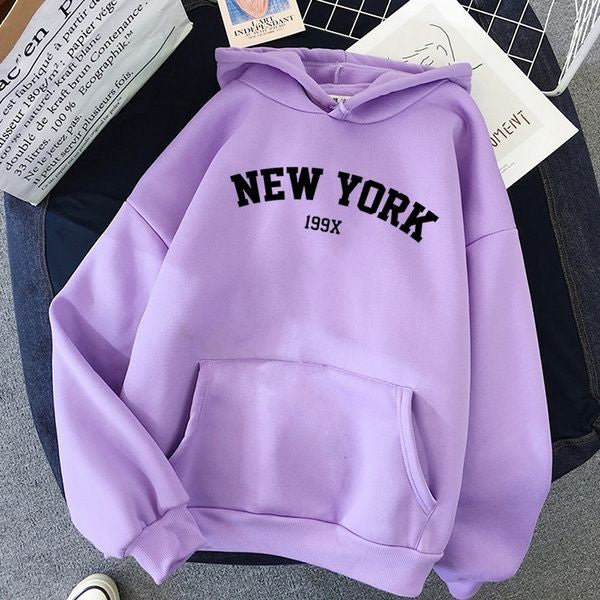 Trendy & Stylish New York Printed Unisex Oversized Pullover Casual Hoodie For Men Women