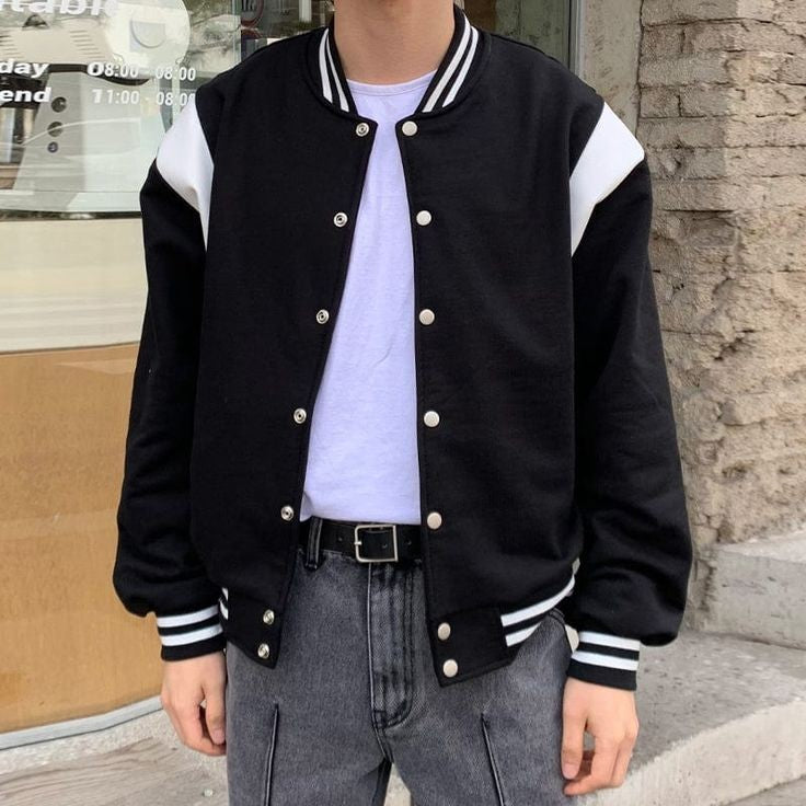 Men's College Style Baseball Varsity Jacket For Streetwear Fashion Outfit