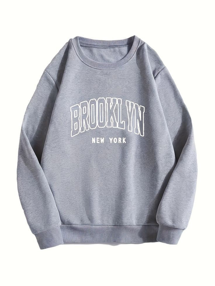 Brooklyn New York Printed Unisex Cool Aesthetic Oversized Casual Sweatshirt