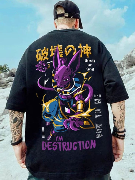 God of Destruction Beerus Anime Printed Oversized Casual Unisex T-shirt Premium Quality - Dragon Ball Z Anime Lovers