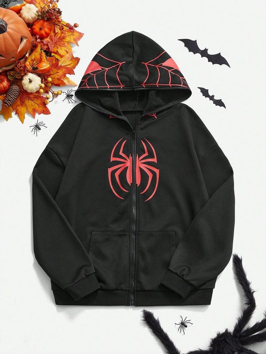 Spiderman Inspired Y2K Retro Fashion Full Zip Up Zipper Hooded