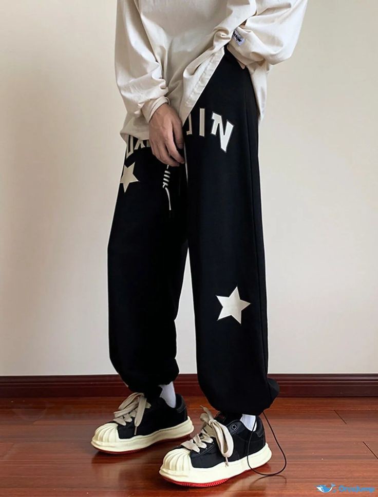 Korean Style Straight Fit Star Print Track