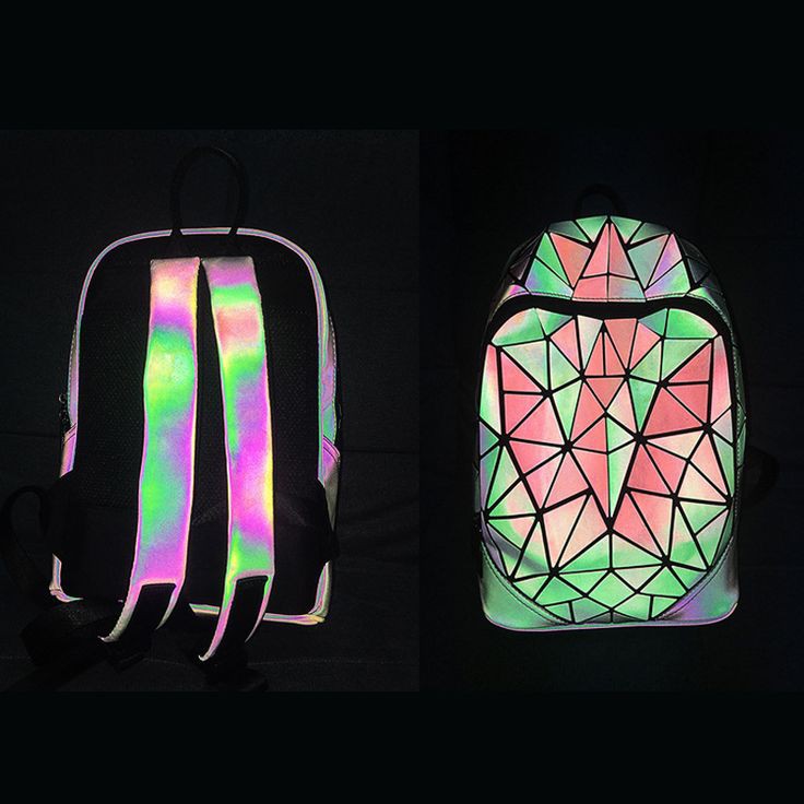 Geometric Backpack Holographic Luminous Backpacks Reflective Bag Luminesk Irredescent Rucksack (REFLECTIVE kite shaped)