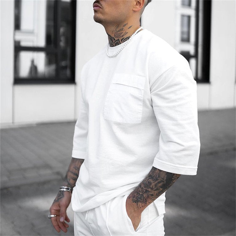 Men's Casual Outfit Oversized 2 piece Set Pocket Design Half Sleeves Tracksuit Co-ord Set