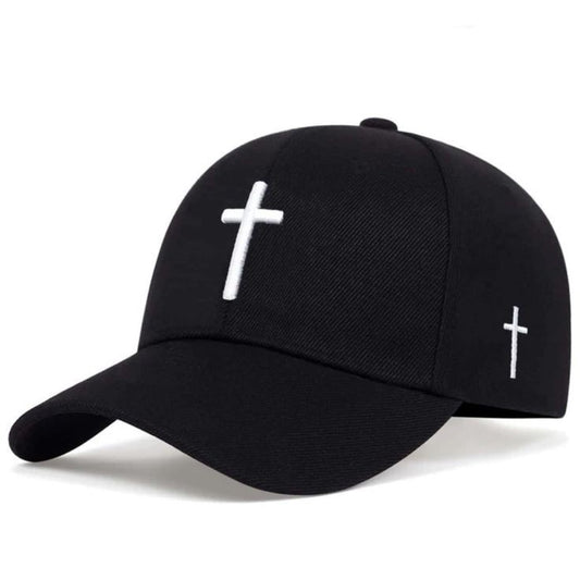 Cross Printed Christian Black Cap For Mens