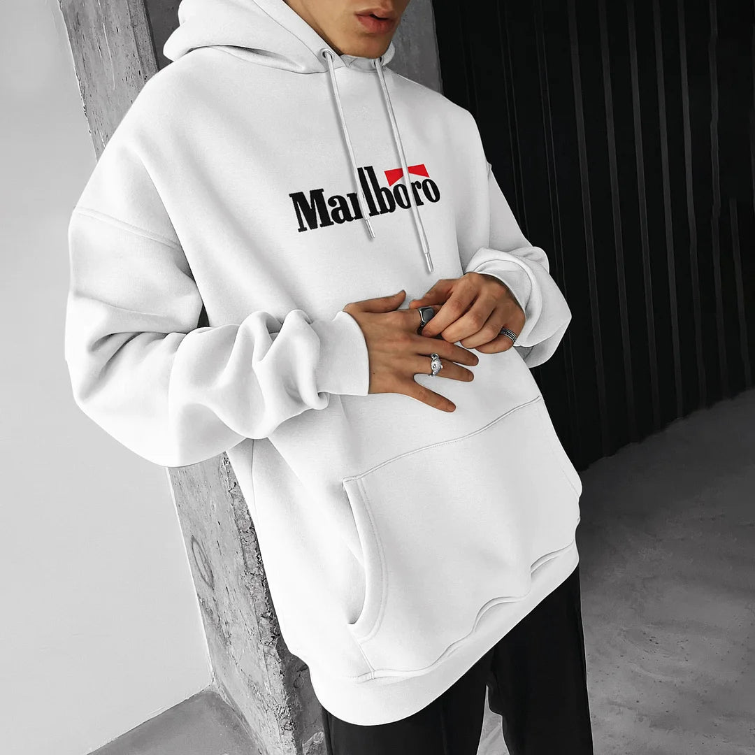 Marlboro Printed Oversized Pullover Comfy Hoodie For Men