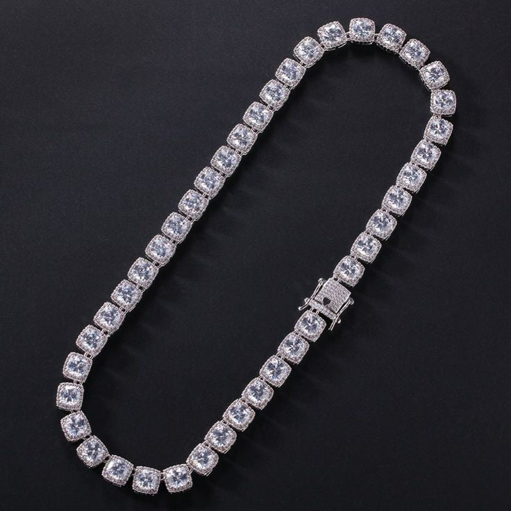 Square Big Tennis Ice Chain Diamond Hip Hop Ice Out Necklace Chain