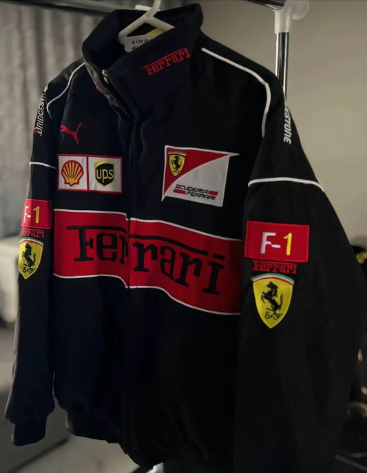 Ferrari F1 Vintage Embroidery Parachute Premium Quality Racing Jacket For Mens Womens| Shopping Factory23