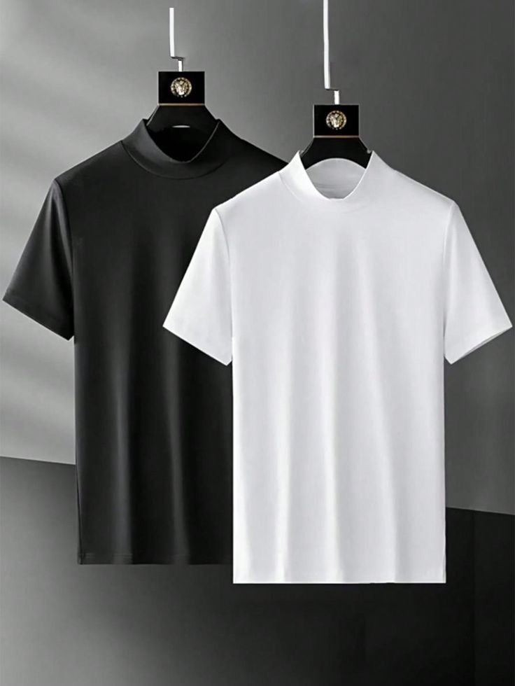 Luxury Regular Fit Mock Neck T-shirt For Men's