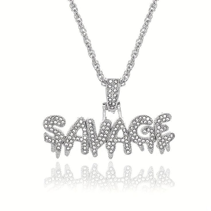 Sterling Silver Ice Out Diamond Savage Pendent With Stainless Steel Ropeless Chai Hip Hop Necklace Chain