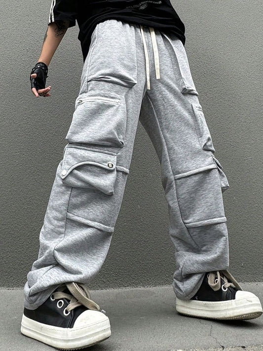 Aesthetic Y2K Streetwear Harajuku Multi Pocket Baggy Fit Cargo Joggers Pant For Men