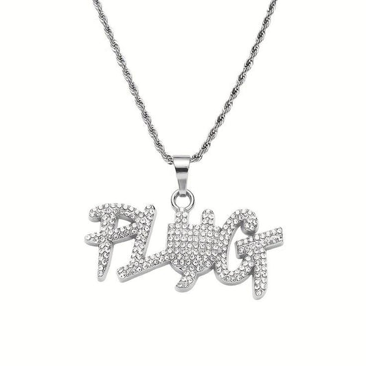 Silver Ice Plug Diamond Pendent With Chai  Hip Hop Streetwear Necklace Chain