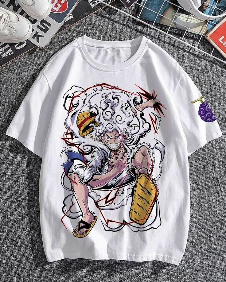 One Piece Luffy Gear 5 Oversized Cotton Anime T-shirt