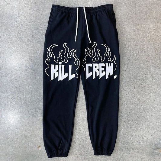 Buy Flame Kill Crew Print Street Wear Fashion Hip Hop Casual Sweat Joggers Pant For Men