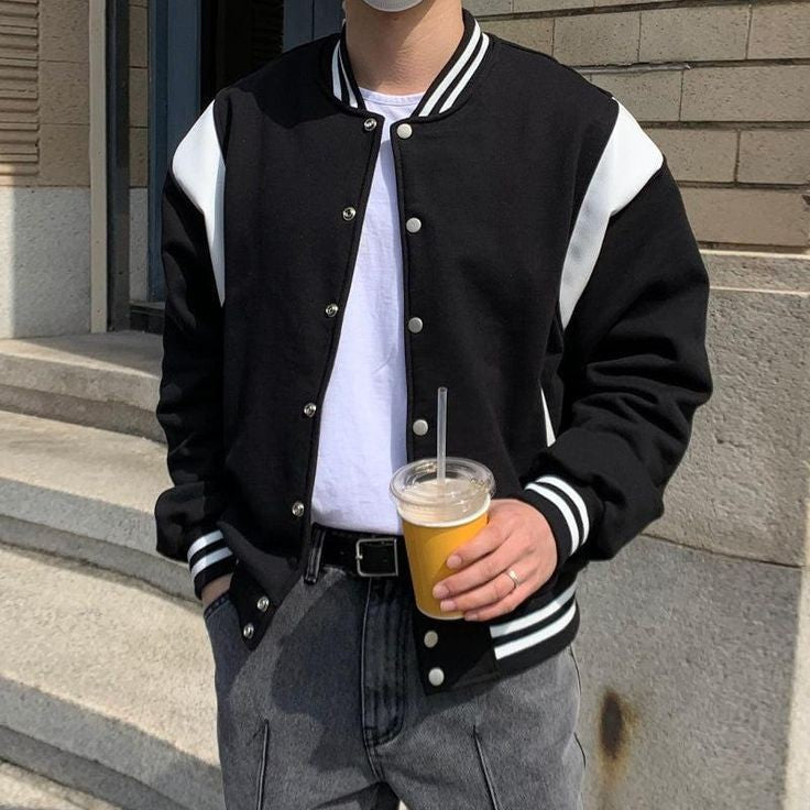 Men's College Style Baseball Varsity Jacket For Streetwear Fashion Outfit