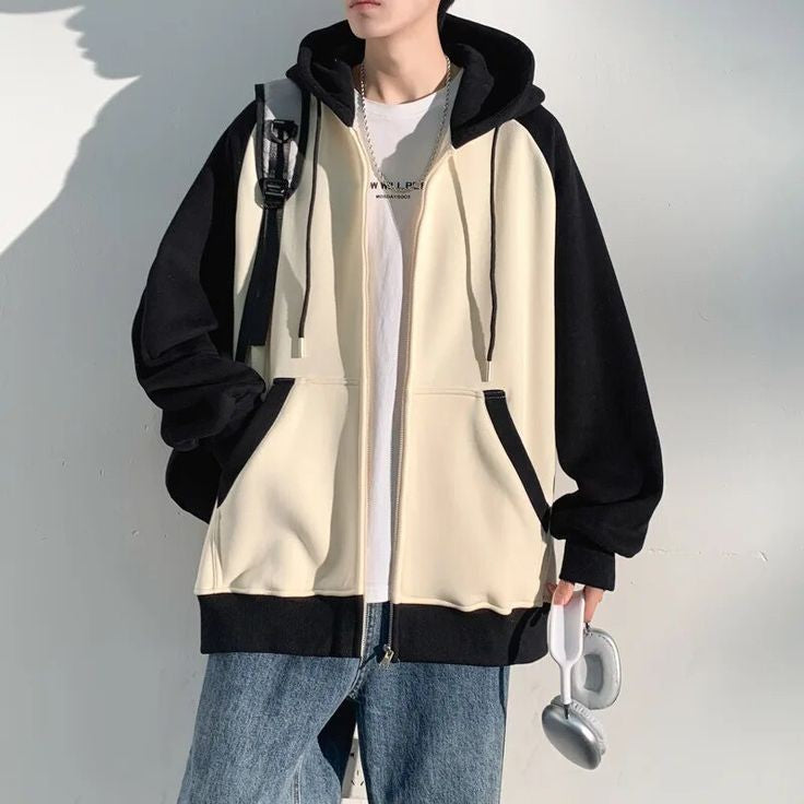 New Spring Autumn Korean Fashion Harajuku Premium Quality Zip Up Oversized Comfy Zipper Hoodie For men's