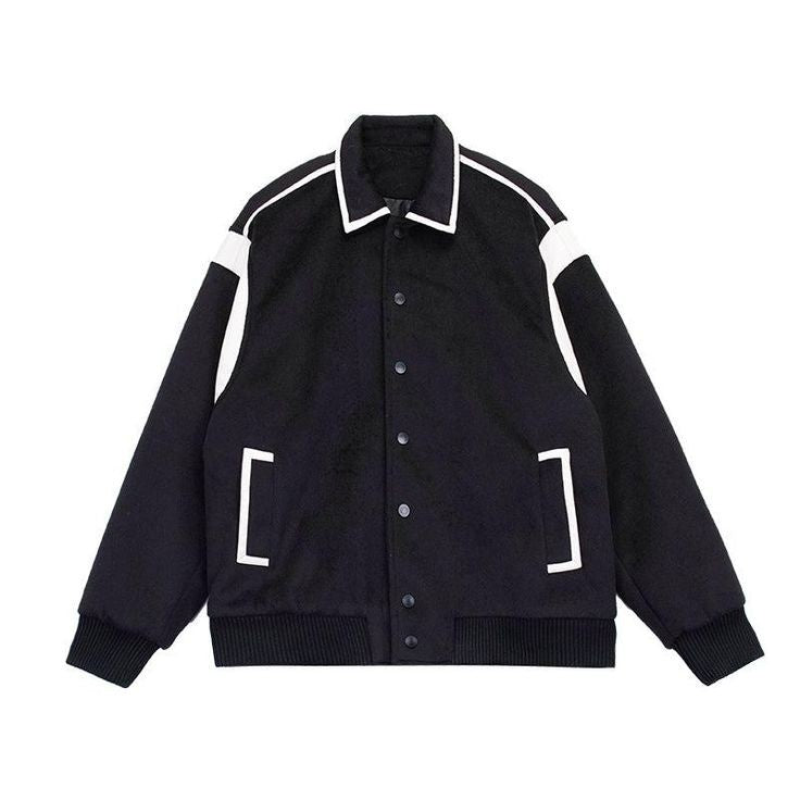 Vintage Lapel Collar Harajuku Winter Varsity Jacket Men Fashion Spring Outfits Jacket