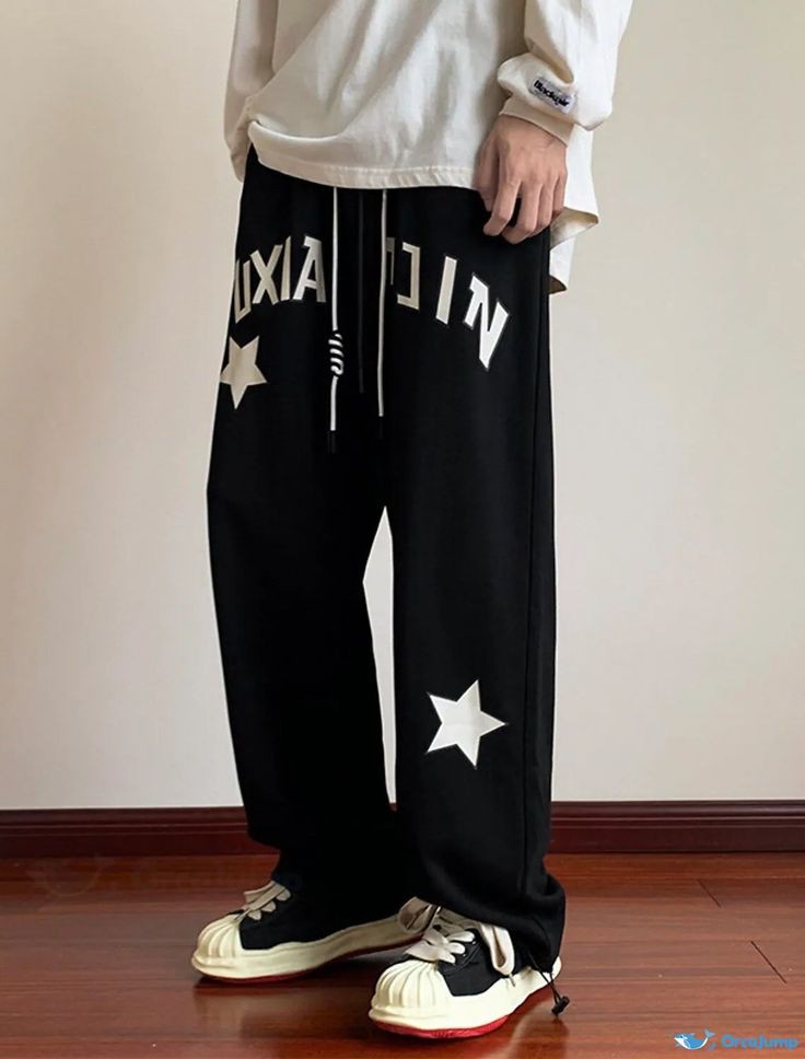 Korean Style Straight Fit Star Print Track