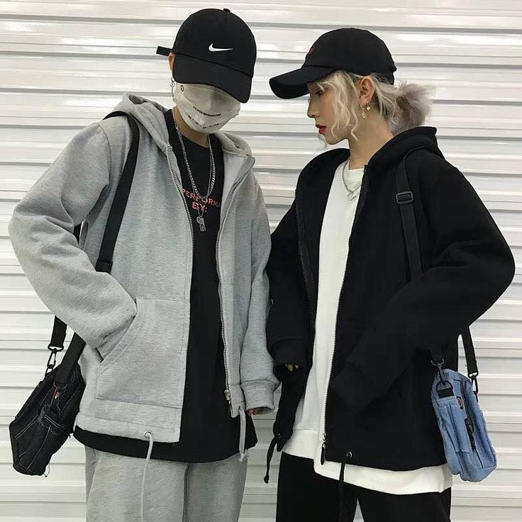 Korean Style Oversize Hip-Hop Zipper Hoodie