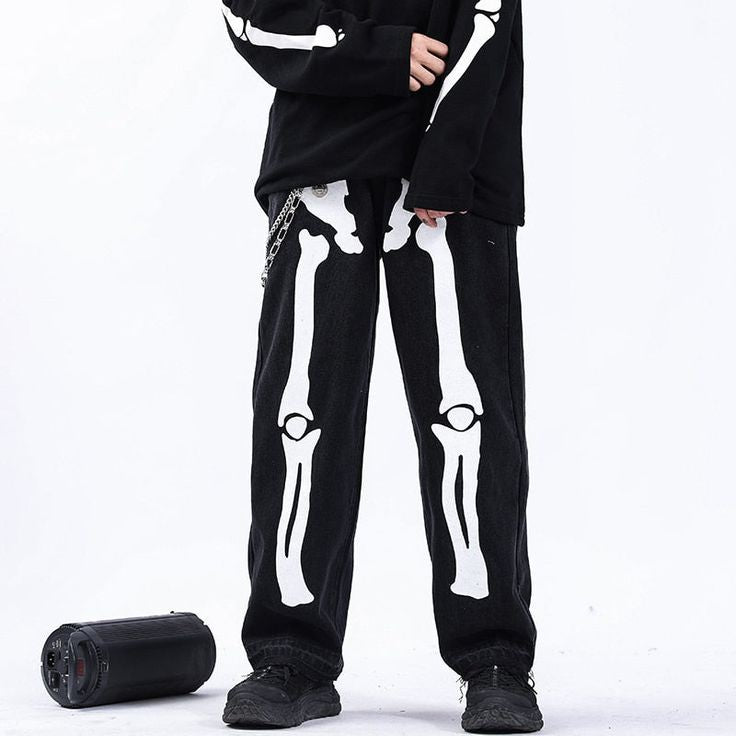 Skeleton Printed Baggy Track For Mens