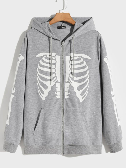 Skull Body Printed Zipper