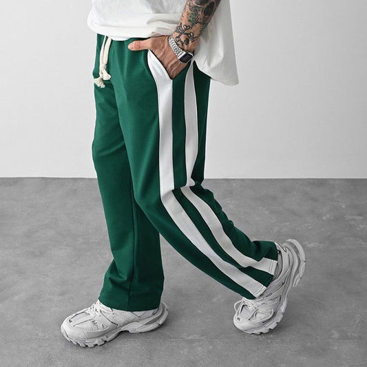 Green Double Side Strip Baggy Fit Aesthetic High Street Comfy Joggers Pant For Men outfit