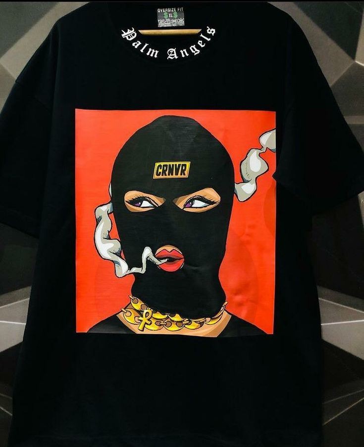 Stylish Gangster Ski Mask Oversized Printed Unisex Hip Hop Streetwear Tshirt