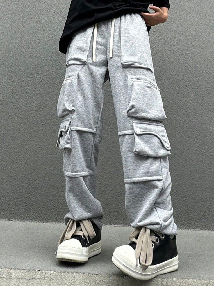 Aesthetic Y2K Streetwear Harajuku Multi Pocket Baggy Fit Cargo Joggers Pant For Men