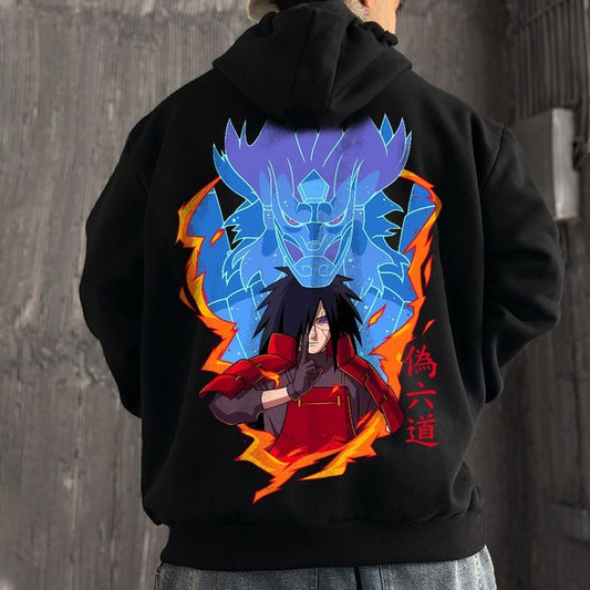 Buy Madara Uchiha Susanoo X Naruto Anime Graphic Print Premium Black Oversized Comfy Hoodie Online Clothing