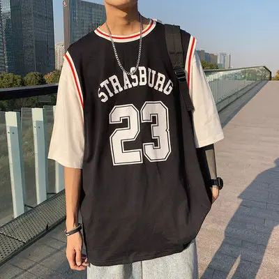 Drop shoulder Korean Basketball Summer Tshirt