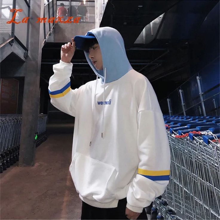 Men's Clothing White Oversized Hooded Warm Autumn Vintage Harajuku Fashion Hoodie