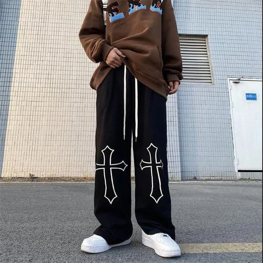 Aesthetic Cross Baggy Straight Fit Track pant