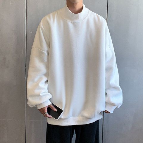 Korean Fashion Style Comfy Mock Neck Sweatshirt for Mens