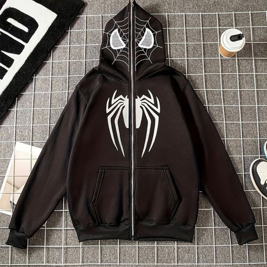 Black Spider man Edition Full Zip Up Zipper Hoodie For Ultimate Marvel Fans