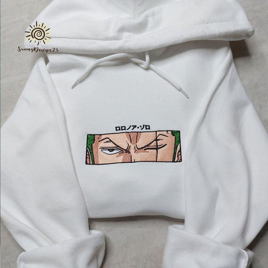 Roronoa Zoro One Piece Anime Embroidery Printed Design Pullover Hoodie For Mens