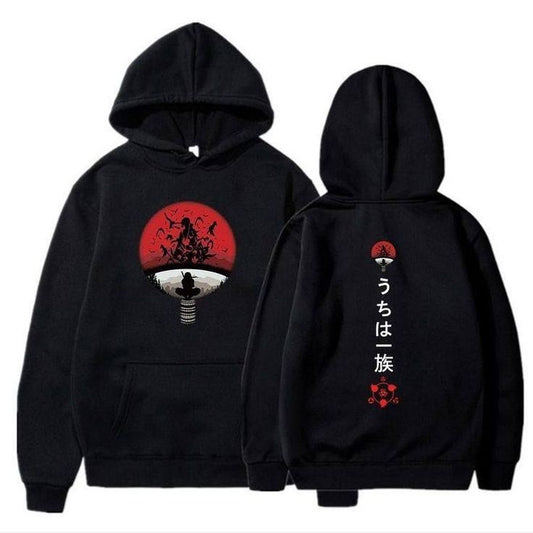 Itachi Uchiha Anime Printed Oversized comfortable Fleece Cotton Drawstring Hoodie For Mens - Anime Fashion