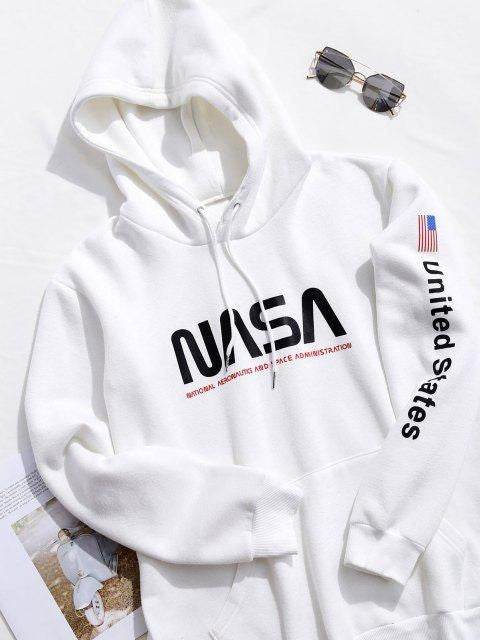 'NASA' Printed Oversized Unisex Pullover Hoodie