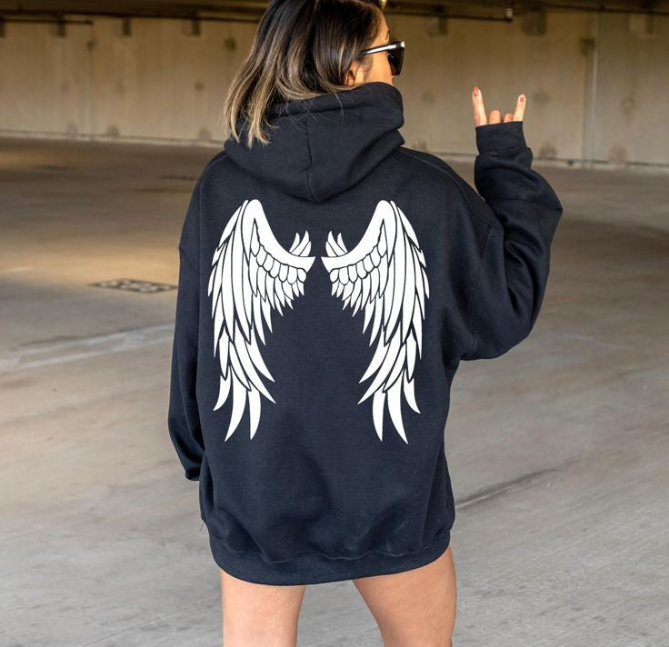 Angel Wings Pullover Graphic Fleece Hoodie Unisex