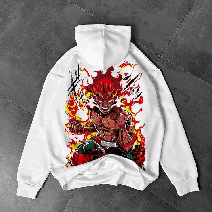 Might Guy 8th Gate Form Graphic Printed Oversized Pullover Hoodie - Naruto Anime Hoodie