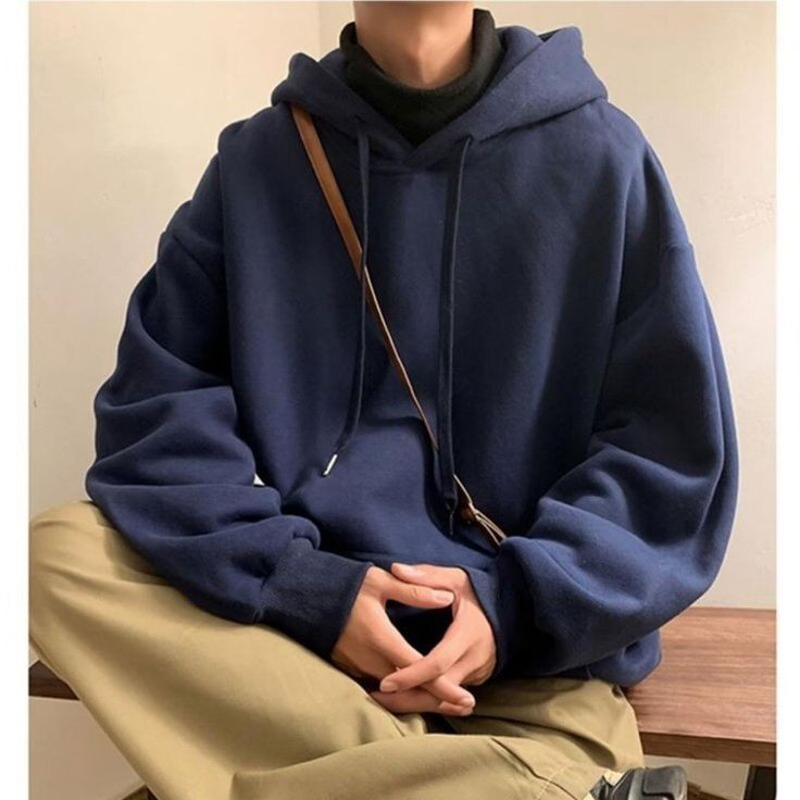 Plain Basic Oversized Solid Hooded Sweatshirt For Mens