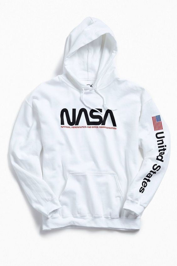 'NASA' Printed Oversized Unisex Pullover Hoodie